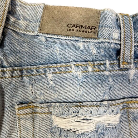 CARMAR Distressed Denim Shorts Button Fly Light Wash Size 23 - Picture 5 of 10